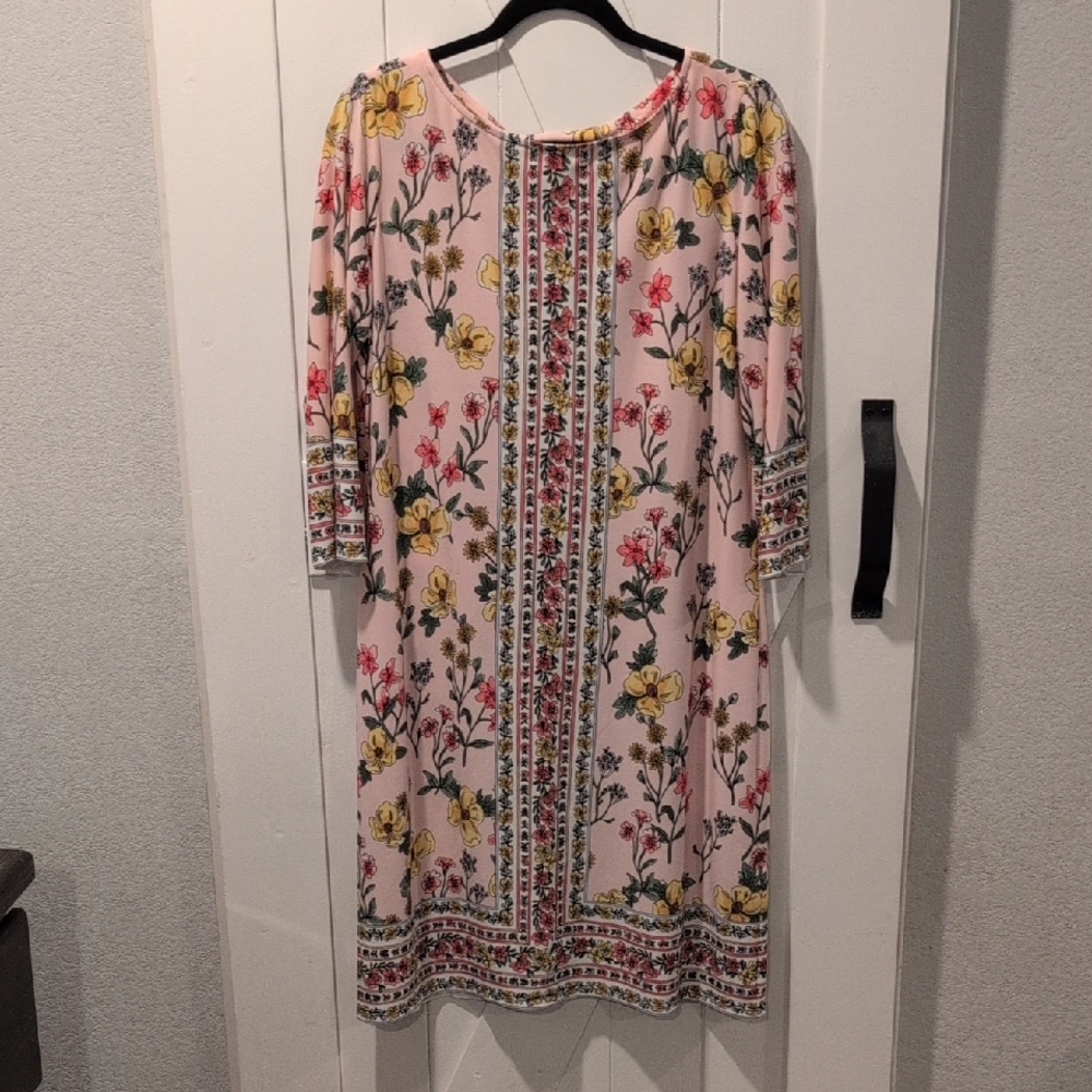 London Times Pink Floral Midi Dress